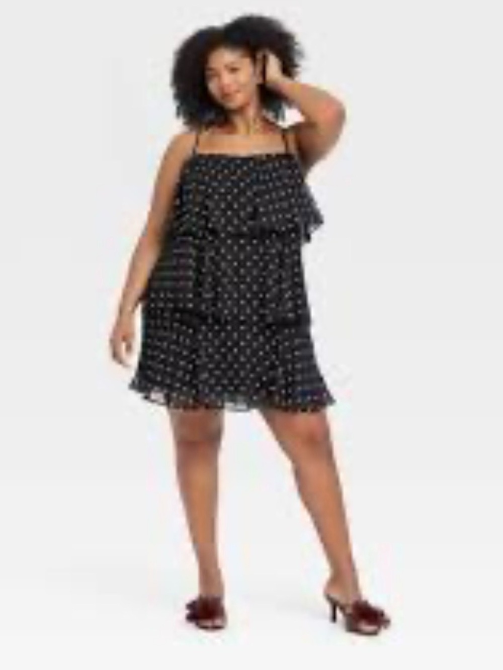 a new day Black Polka Dot Strapless Ruffle Dress XL new with tags $40 retail